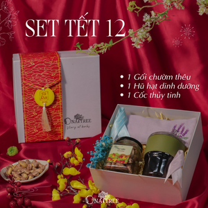 SET TẾT 1 GỐI CHƯỜM THÊU, 1 HẠT 1 CỐC
